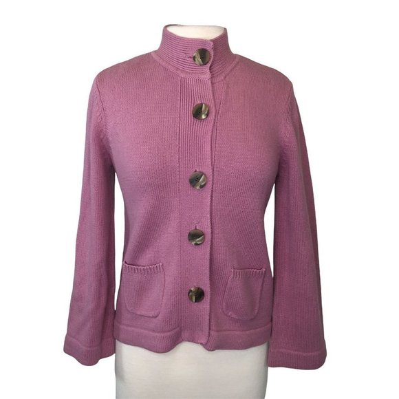 J Jill Sweaters - J Jill Cardigan Sweater Jacket Size XS Button-Up Orchid Lavender Pockets Collar